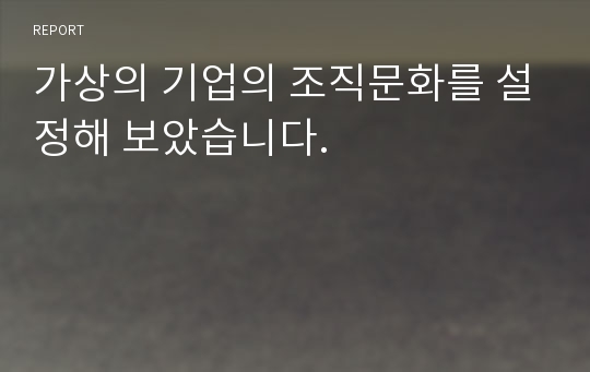 가상의 기업의 조직문화를 설정해 보았습니다.