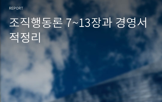 조직행동론 7~13장과 경영서적정리