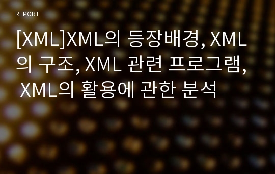 [XML]XML의 등장배경, XML의 구조, XML 관련 프로그램, XML의 활용에 관한 분석