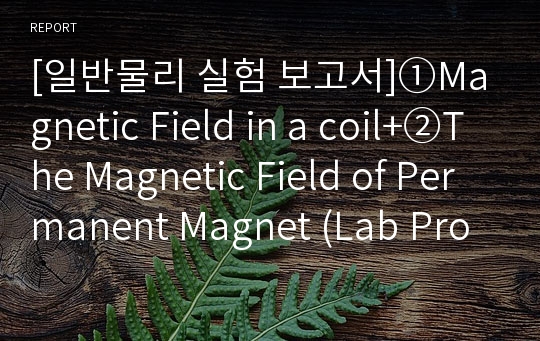[일반물리 실험 보고서]①Magnetic Field in a coil+②The Magnetic Field of Permanent Magnet (Lab Pro)+++결과,고찰 有
