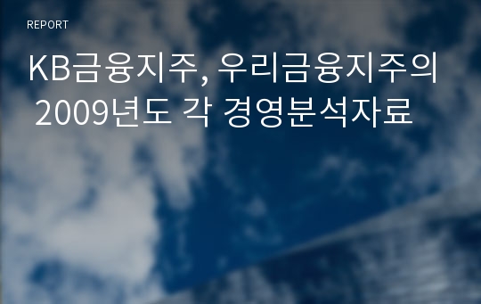 KB금융지주, 우리금융지주의 2009년도 각 경영분석자료