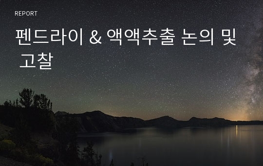 펜드라이 &amp; 액액추출 논의 및 고찰