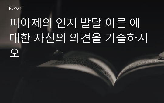 피아제의 인지 발달 이론 에 대한 자신의 의견을 기술하시오