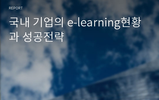 국내 기업의 e-learning현황과 성공전략
