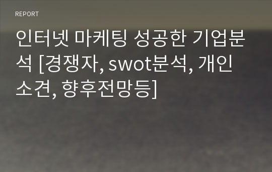 인터넷 마케팅 성공한 기업분석 [경쟁자, swot분석, 개인소견, 향후전망등]