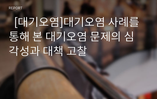   [대기오염]대기오염 사례를 통해 본 대기오염 문제의 심각성과 대책 고찰