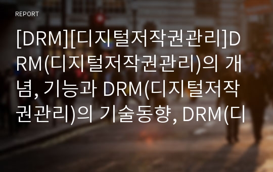 [DRM][디지털저작권관리]DRM(디지털저작권관리)의 개념, 기능과 DRM(디지털저작권관리)의 기술동향, DRM(디지털저작권관리)의 기술적용 및 DRM(디지털저작권관리)의 전망, 시사점 분석