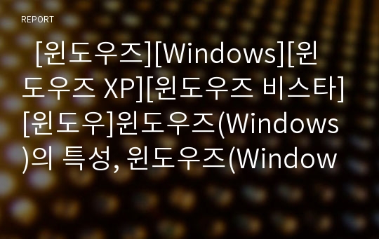   [윈도우즈][Windows][윈도우즈 XP][윈도우즈 비스타][윈도우]윈도우즈(Windows)의 특성, 윈도우즈(Windows)의 역사, 윈도우즈(Windows)의 사용방법과 윈도우즈 3.1, 윈도우즈 98, 윈도우즈 XP, 윈도우즈 비스타 분석