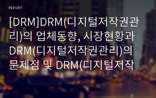 [DRM]DRM(디지털저작권관리)의 업체동향, 시장현황과 DRM(디지털저작권관리)의 문제점 및 DRM(디지털저작권관리)의 적용분야, 적용사례 그리고 향후 DRM(디지털저작권관리)의 전망, 시사점 분석