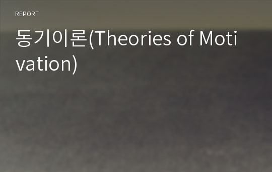 동기이론(Theories of Motivation)