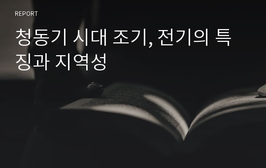 청동기 시대 조기, 전기의 특징과 지역성