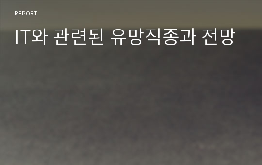 IT와 관련된 유망직종과 전망