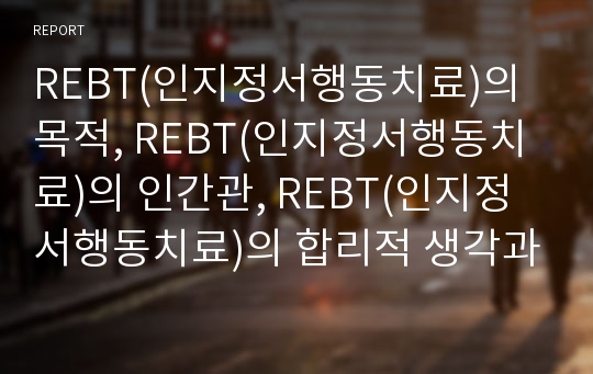 REBT(인지정서행동치료)의 목적, REBT(인지정서행동치료)의 인간관, REBT(인지정서행동치료)의 합리적 생각과 비합리적 생각, REBT(인지정서행동치료)의 상담치료와 상담치료 활용 분석