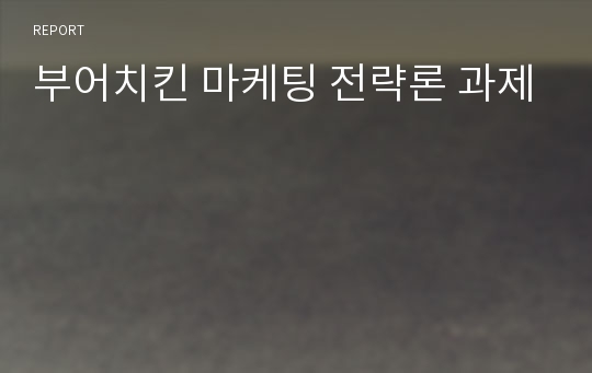 부어치킨 마케팅 전략론 과제