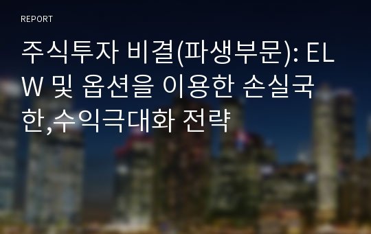 주식투자 비결(파생부문): ELW 및 옵션을 이용한 손실국한,수익극대화 전략