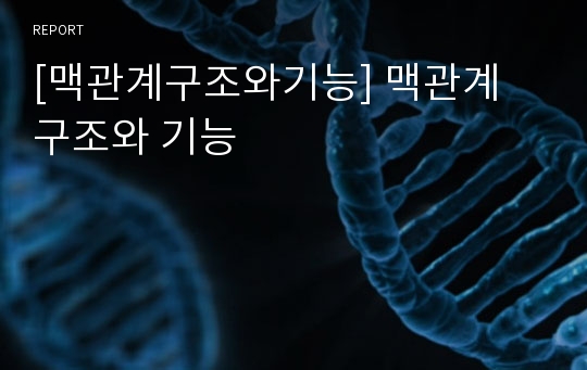 [맥관계구조와기능] 맥관계 구조와 기능