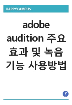 adobe audition 주요 효과 및 녹음기능 사용방법