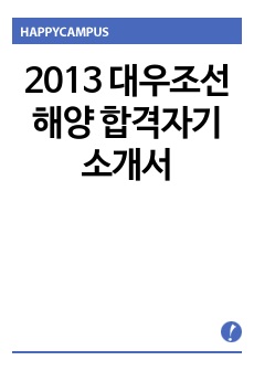 2013 대우조선해양 합격자기소개서