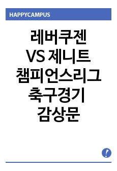 레버쿠젠 VS 제니트 챔피언스리그 축구경기 감상문