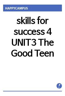 skills for success 4 UNIT3 The Good Teen 본문 번역, 영어 번역, 한글 번역, 완벽 번역