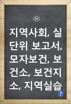 지역사회, 실단위 보고서, 모자보건, 보건소, 보건지소, 지역실습