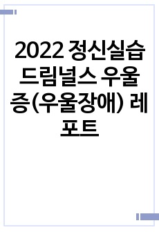 2022 정신실습 드림널스 우울증(우울장애) 레포트