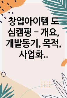 창업아이템 도심캠핑 - 개요, 개발동기, 목적, 사업화전략, 경쟁력, 추정손익계산서등등