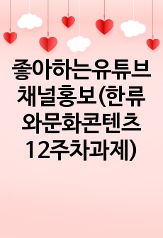 좋아하는유튜브채널홍보(한류와문화콘텐츠12주차과제)