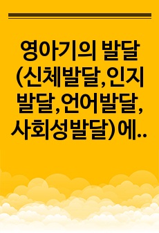 영아기의 발달(신체발달,인지발달,언어발달,사회성발달)에 대해 정리하고, 영아기 부모의 역할의 중요성에 대한 자신의 생각을 서술하세요.