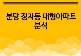 분당 정자동 대형아파트 분석