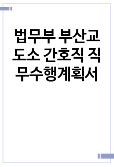 법무부 부산교도소 간호직 직무수행계획서