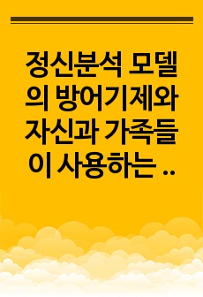 정신분석 모델의 방어기제와  자신과 가족들이 사용하는 방어기제