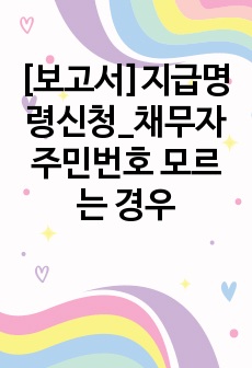 [보고서]지급명령신청_채무자 주민번호 모르는 경우