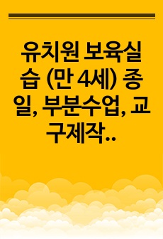 유치원 보육실습 (만 4세) 종일, 부분수업, 교구제작 계획안