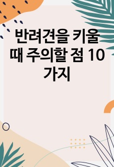 반려견을 키울 때 주의할 점 10가지