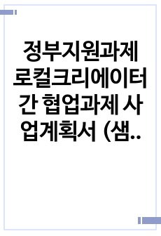 정부지원과제 로컬크리에이터 간 협업과제 사업계획서 (샘플)-지역혁신