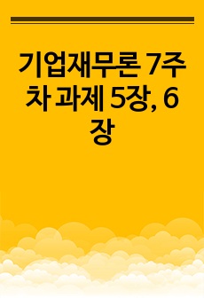 기업재무론 7주차 과제 5장, 6장