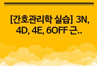 [간호관리학 실습]  3N, 4D, 4E, 6OFF 근무표 및 TIPS