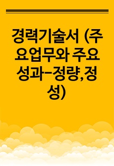 경력기술서 (주요업무와 주요성과-정량,정성)