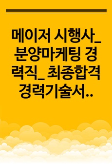 메이저 시행사_ 분양마케팅 경력직_ 최종합격 경력기술서_전문가에게 유료첨삭 받은 자료입니다.