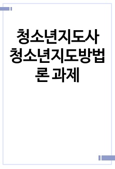 청소년지도사 청소년지도방법론 과제