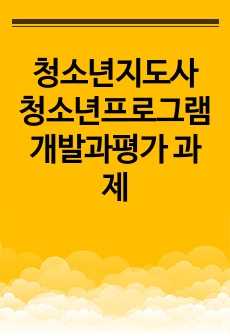 청소년지도사 청소년프로그램개발과평가 과제