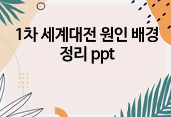 1차 세계대전 원인 배경 정리 ppt