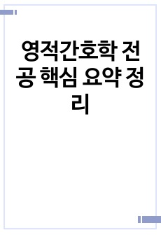 영적간호학 전공 핵심 요약 정리