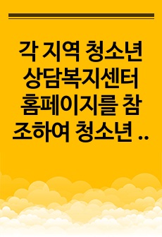 각 지역 청소년상담복지센터 홈페이지를 참조하여 청소년 집단상담이 어떻게 이루어지고 있는지 그 내용을 조사하여 기술하고 청소년집단상담시 청소년복지를 담당하는 사회복지사가 고민해야 할 내용이 무엇인지 본인의 생각을 기술..