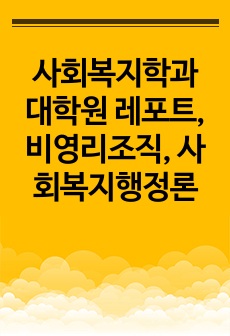 사회복지학과 대학원 레포트, 비영리조직, 사회복지행정론