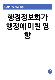 행정정보화가 행정에 미친 영향