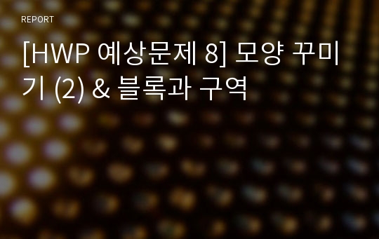 [HWP 예상문제 8] 모양 꾸미기 (2) &amp; 블록과 구역