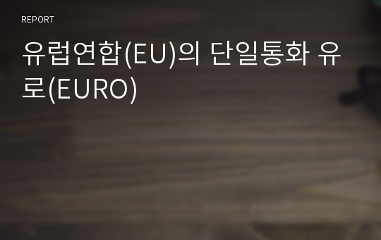 유럽연합(EU)의 단일통화 유로(EURO)