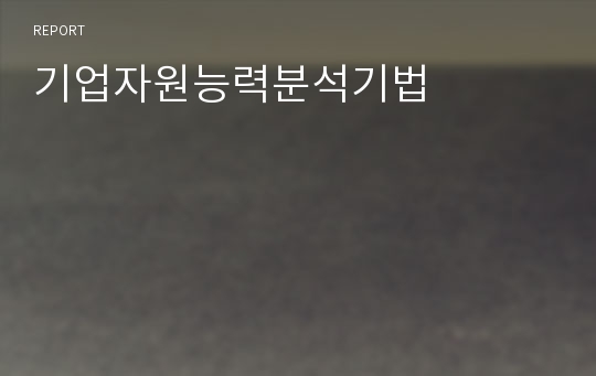 기업자원능력분석기법